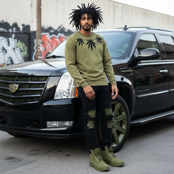 *OFFICIAL BOB MARLEY* (OLIVE) •CREWNECK SWEATSHIRTS•