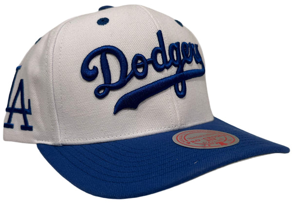 *Los Angeles Dodgers* (White) ~Pro Crown~ curved beak snapback hats by Mitchell & Ness