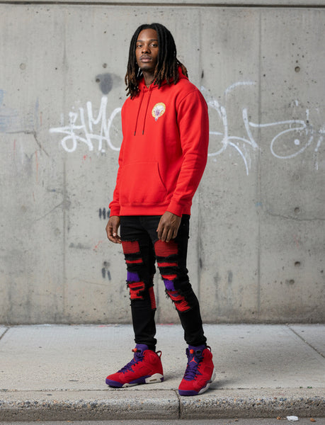 *CROOKS & CASTLES* (RED) ~ROYAL MEDUSA~ TWO SIDED PRINT PULLOVER HOODIES FOR MEN