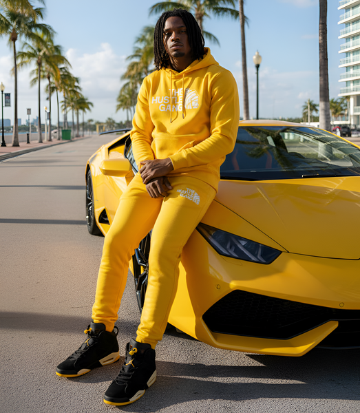 *HUSTLE GANG* (YELLOW GOLD) •HOODED SWEATSUITS•