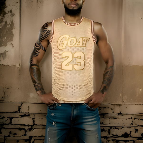 ^GOAT 23^ Basketball Jerseys ~Golden Wheat~ (Stitched Logos & Numbers)