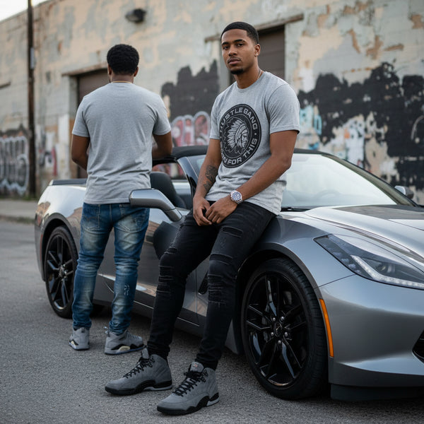 *HUSTLE GANG* (GREY) ~BORN FOR THIS~ •SHORT SLEEVE TEES•