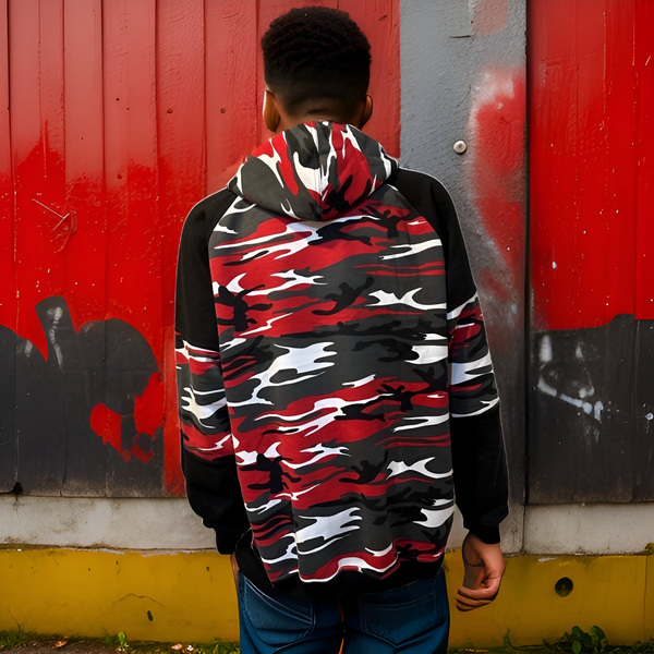 ^23 JORDAN^ (RED-CAMO) LUXURY PULLOVER HOODIES (EMBROIDERED)