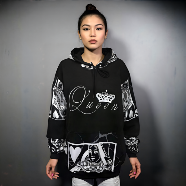 •QUEEN•OF•HEARTS• LUXURY PULLOVER HOODIES (CUT & SEW) (EMBROIDERED LOGO)