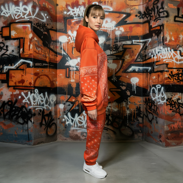 •ECM• ~ORANGE BANDANA~ JOGGER SWEATSUITS (FLEECY SOFT LINED)