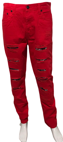 ^SOUTHPOLE^ (RED) RIPPED DENIM FOR MEN (34'' x 32'')