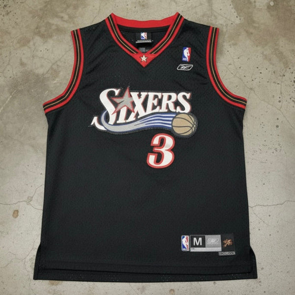 *PRE-LOVED* ~Vintage Sixers Iverson~ •Basketball Jersey• (Reebok) (Boys Medium +2 Length) (Age 10-12)