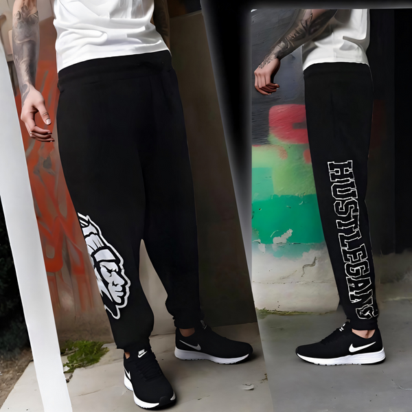 ^HUSTLE GANG^ (BLACK) ~COLLEGIATE~ KNIT JOGGER SWEATPANTS