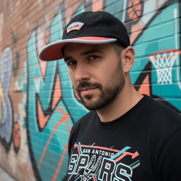 *San Antonio Spurs* soft shell curved beak buckleback hat by Mitchell & Ness