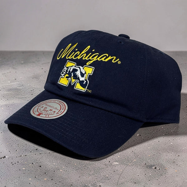 *MICHIGAN WOLVERINES* Strapback Hats by Mitchell & Ness (Dad Hat Fit)
