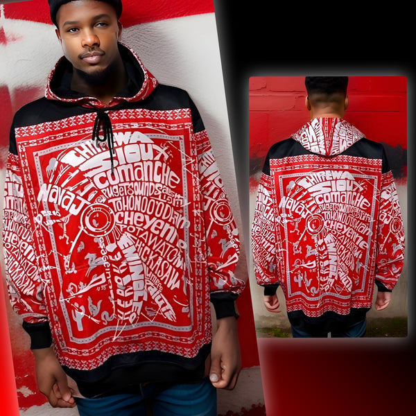^TRIBE VIBES^ (RED-GREY-BLACK-WHITE) PULLOVER HOODIES