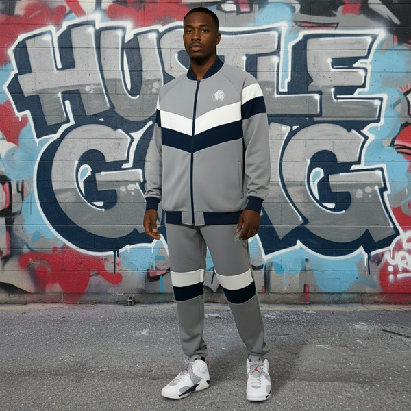 •HUSTLE GANG• (GREY-MULTI) ~SIMPLE CHIEF~ KNIT TRACKSUITS