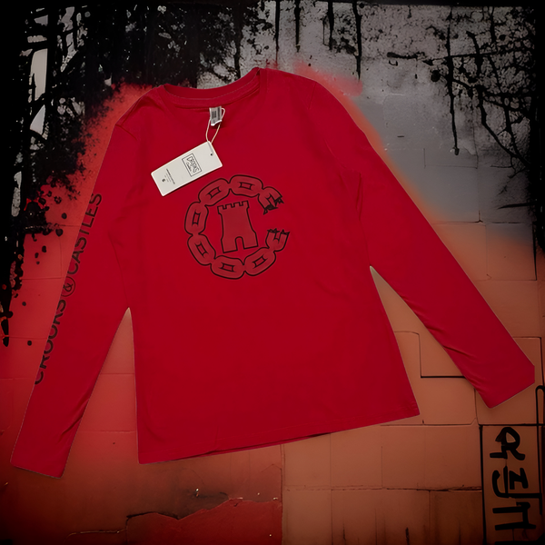 *CROOKS & CASTLES* (RED) ~C-CHAIN~ LONG SLEEVE TEES FOR WOMEN