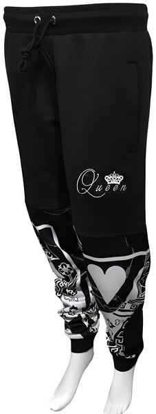 ^QUEEN OF HEARTS^ LUXURY JOGGER SWEATPANTS (CUT & SEW) (EMBROIDERED LOGO)