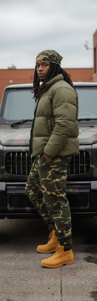 *CHIEFIN’* ~ADI-FEATHER~ (MILITARY CAMOUFLAGE) EMBROIDERED JOGGER SWEATPANTS
