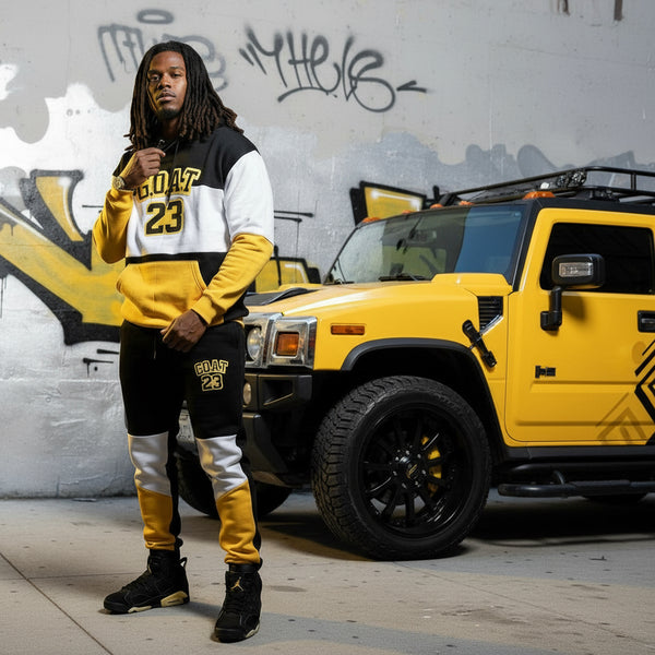 *23 GOAT* (BLACK-YELLOW) HOODED SWEATSUITS