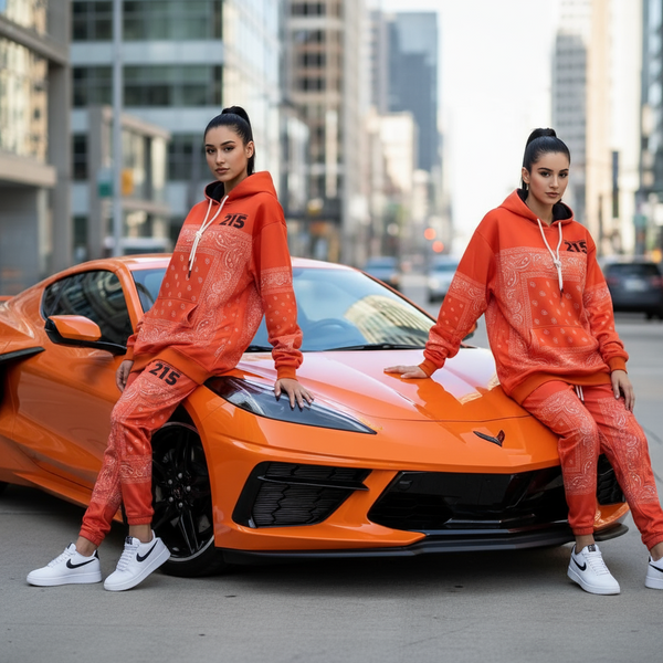 •ECM• ~ORANGE BANDANA~ JOGGER SWEATSUITS (FLEECY SOFT LINED)