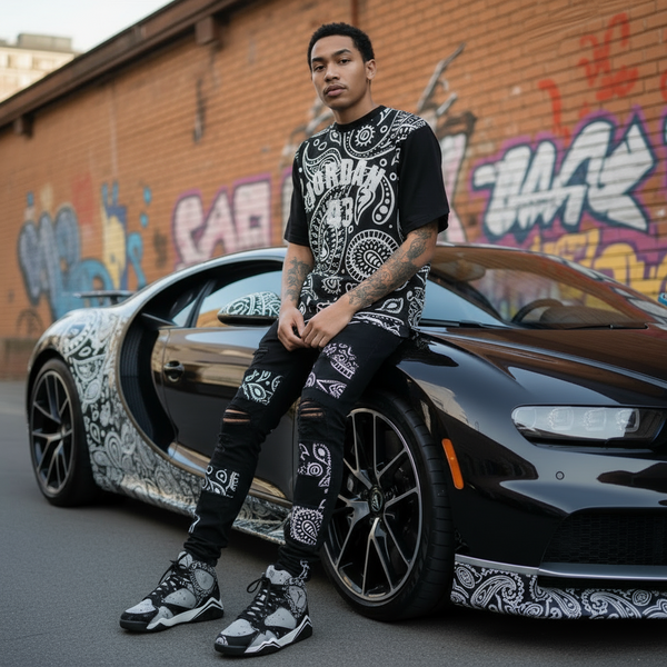 •JORDAN 23 - “WHITE PAISLEY”• Luxury big print tees (Cotton Blends) (UP TO 5XL)