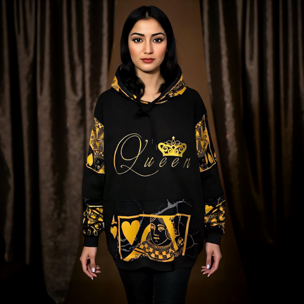 •QUEEN OF HEARTS• LUXURY *GOLD* PULLOVER HOODIES (CUT & SEW) (EMBROIDERED LOGO)
