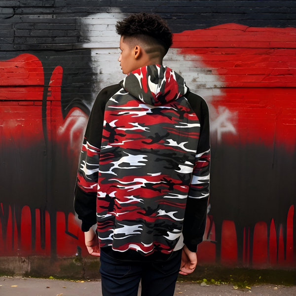 ^23 JORDAN^ (RED-CAMO) LUXURY PULLOVER HOODIES (EMBROIDERED)
