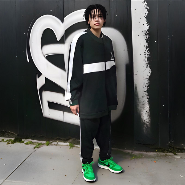 ^SEAN JOHN^ (*GREEN-MULTI*) POLYESTER COLLARED ZIP UP TRACKSUITS (XB SIZED)