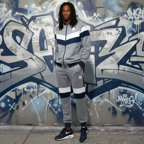 •HUSTLE GANG• (GREY-MULTI) ~SIMPLE CHIEF~ KNIT TRACKSUITS