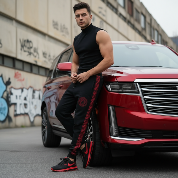 *MEDUSA STYLE* (RED-BLACK) •JOGGER SWEATPANTS• ~LUXURY~