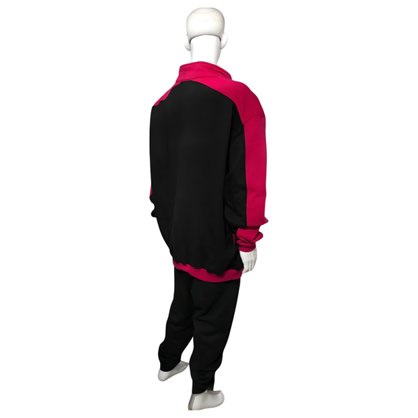 •23• (BLACK-HOT PINK) (REMIX) JOGGER TRACK SUITS (CUT & SEW) (UNISEX)