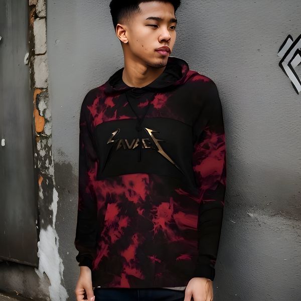 ^CAMP CLOTHING CO.^ *SAVAGE* 3D FOIL PRINT ACID WASH PULLOVER HOODIES