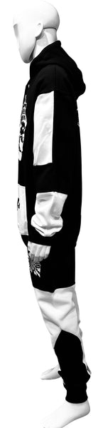 ^CHIEFIN’^ (BLACK-WHITE) HOODED JOGGER SWEATSUITS (CUT & SEW)