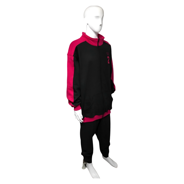 •23• (BLACK-HOT PINK) (REMIX) JOGGER TRACK SUITS (CUT & SEW) (UNISEX)