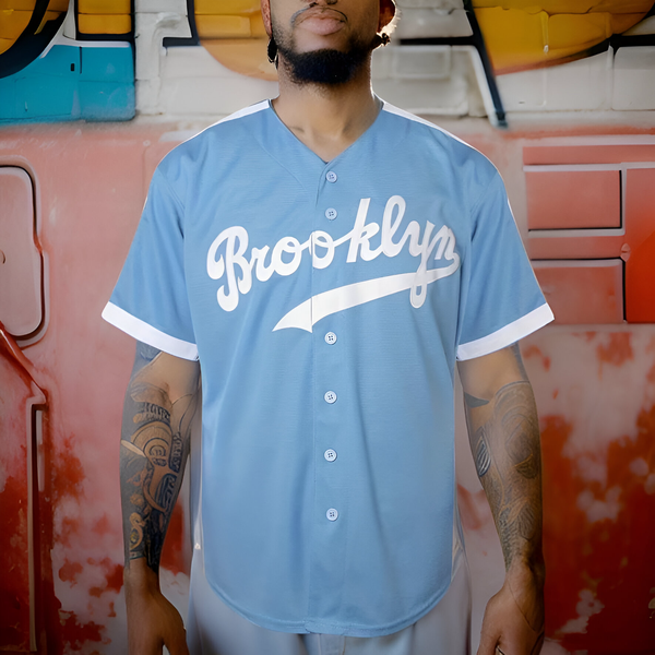 ^BROOKLYN 42 ROBINSON^ Button up Baseball Jerseys (Stitched Logos & Numbers)