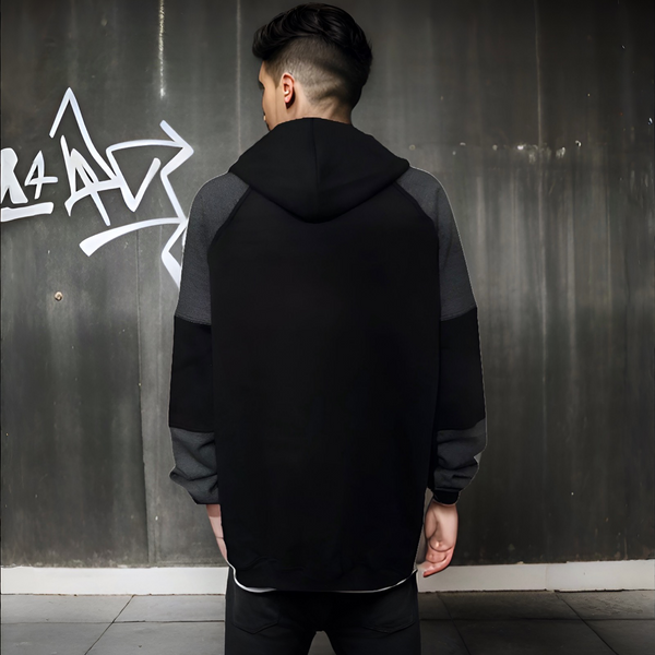 ^23^ (BLACK-DARK GREY) LUXURY PULLOVER HOODIES (CUT & SEW)