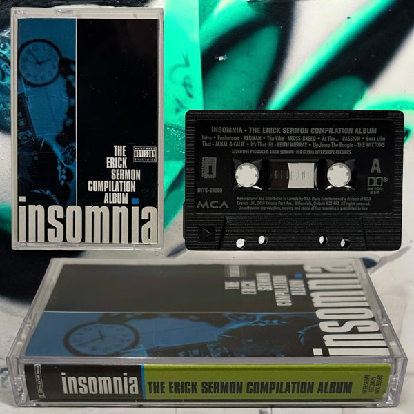 •INSOMNIA - THE ERICK SERMON COMPILATION ALBUM• ~1996 OG CANADIAN PRESSING~ (CASSETTE TAPE) (BLACK SHELL)