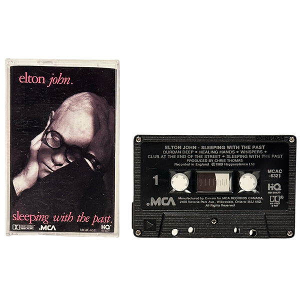 •ELTON JOHN - SLEEPING WITH THE PAST• ~1989 OG CANADIAN PRESSING~ (CASSETTE TAPE) (BLACK SHELL)