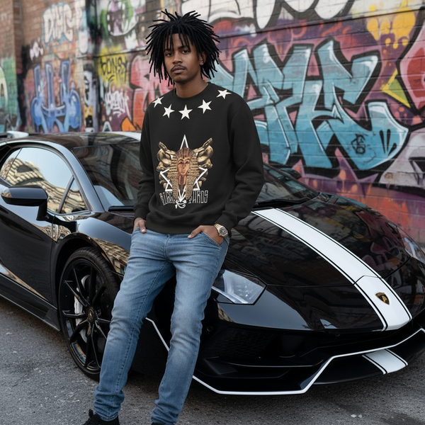 *BIGGY THREADS* (BLACK) ~KING TUT~ CREWNECK SWEATSHIRTS