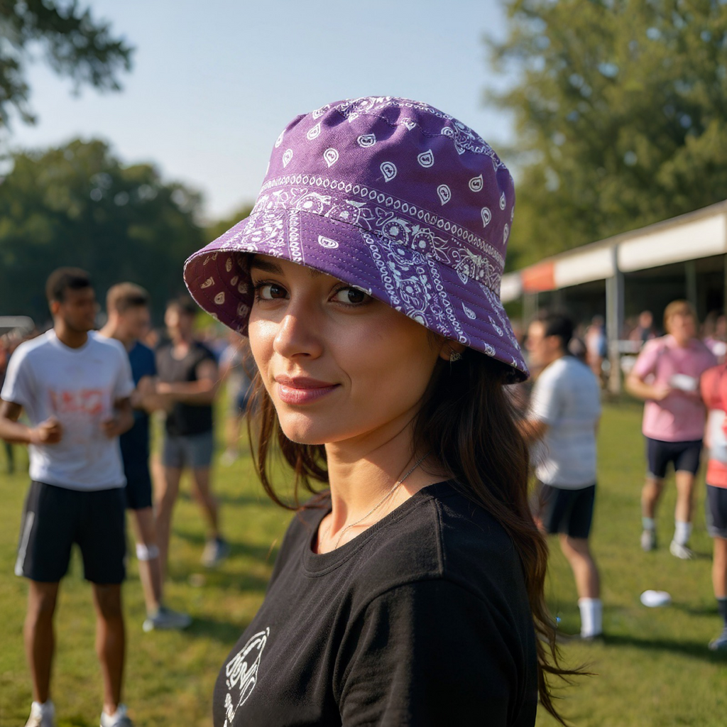 *Bucket Hat* ~Unisex Reversible~ •Med/Large Fit• (Purple Bandana)