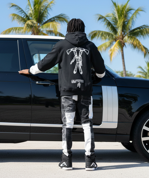 *CHIEFIN’* (BLACK-WHITE) PULLOVER HOODIES (CUT & SEW)