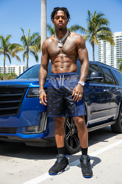 *MATCHING BANDANA SET* ~Lightweight Summer Activewear~ (Blue bandana on black)