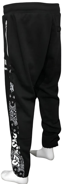 ^CROOKS & CASTLES^ (BLACK) DEATH ROW *BANDANA* JOGGER SWEATPANTS (COLLABS)