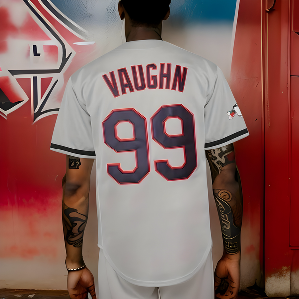 ^CLEVELAND 99 VAUGHN^ Button Up Baseball Jersey (Stitched Logos & Numbers)