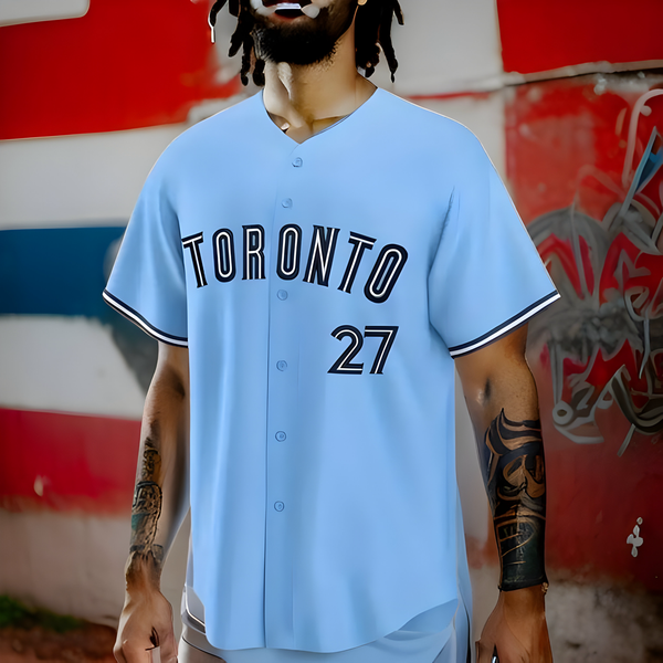 ^TORONTO 27^ Button up Baseball Jerseys (Stitched Logos & Numbers)