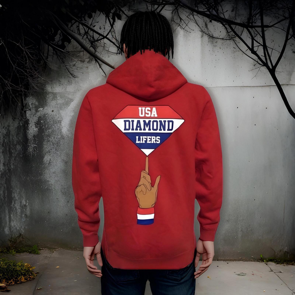 ^DIAMOND SUPPLY CO.^ (RED) *USA DIAMOND LIFERS* ZIP UP HOODY