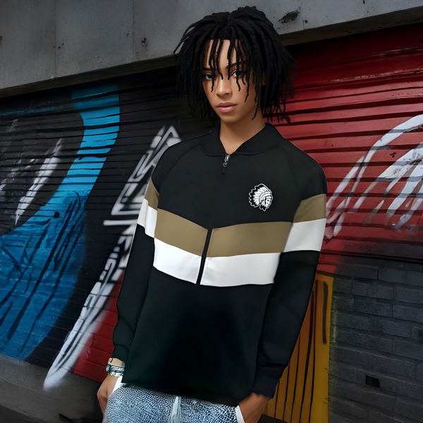 ^HUSTLE GANG^ (BLACK-MULTI) ZIP UP TRACK JACKETS