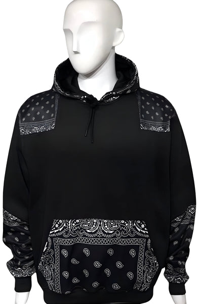 ^OUTFIT KINGS^ LUXURY BLACK BANDANA PULLOVER HOODIES (CUT & SEW COLLECTION)