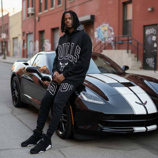 ^BULLS^ (BLACK) *CUT & SEW* LUXURY JOGGER SWEATSUITS