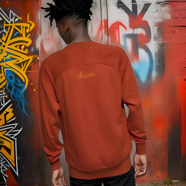 ^DIEM^ (ORANGE) ~DON'T FRONT~ EMBROIDERED KNIT CREWNECKS