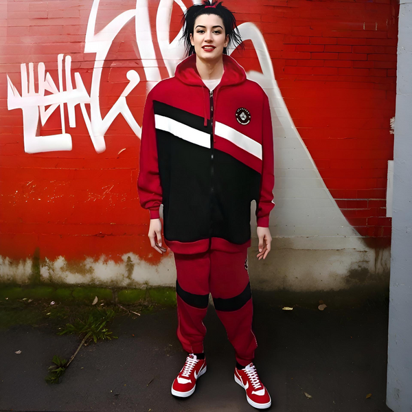^SEAN JOHN^ (RED-MULTI) POLYESTER HOODED ZIP UP TRACKSUITS (XB SIZED)