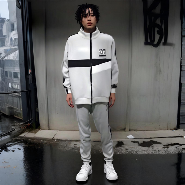 ^SEAN JOHN^ (GREY-MULTI)  POLYESTER COLLARED ZIP UP TRACKSUITS (XB SIZED)
