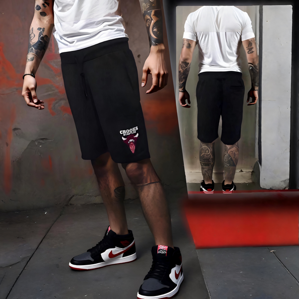 ^CROOKS & CASTLES^ (BLACK) ~CHICAGO~ MEN'S KNIT SUMMER SHORTS FOR MEN
